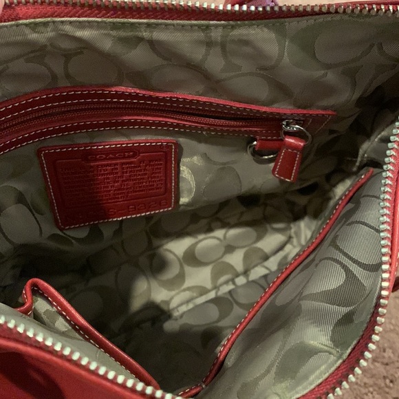 COACH Red Leather Signature lined Crossbody - Picture 5 of 9